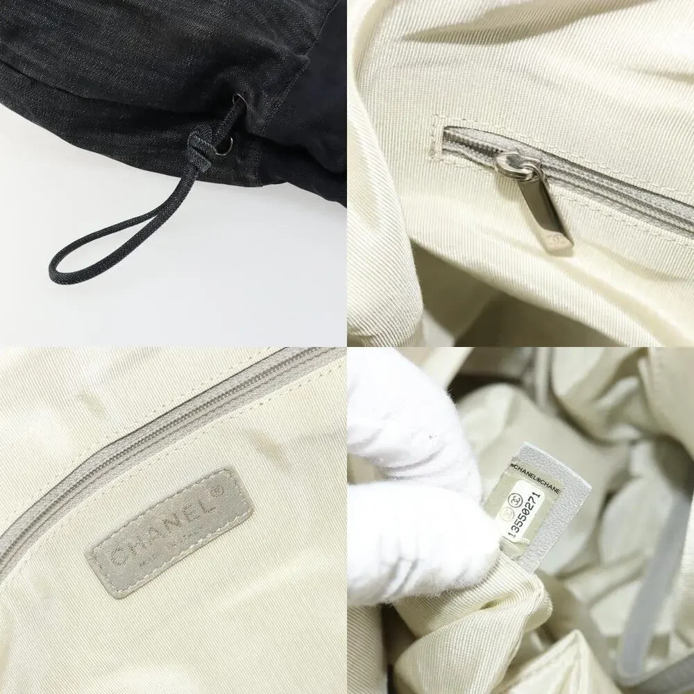 Chanel CC Logo Chain Shoulder Bag Black Canvas